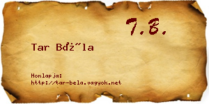Tar Béla névjegykártya